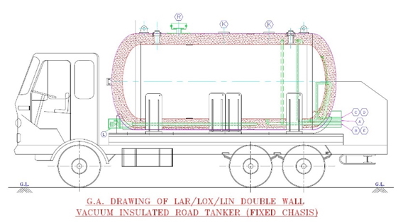 Liquid Oxygen, Liquid Nitrogen, liquid Argon Double Wall Vacuum Insulated Transportation Tank